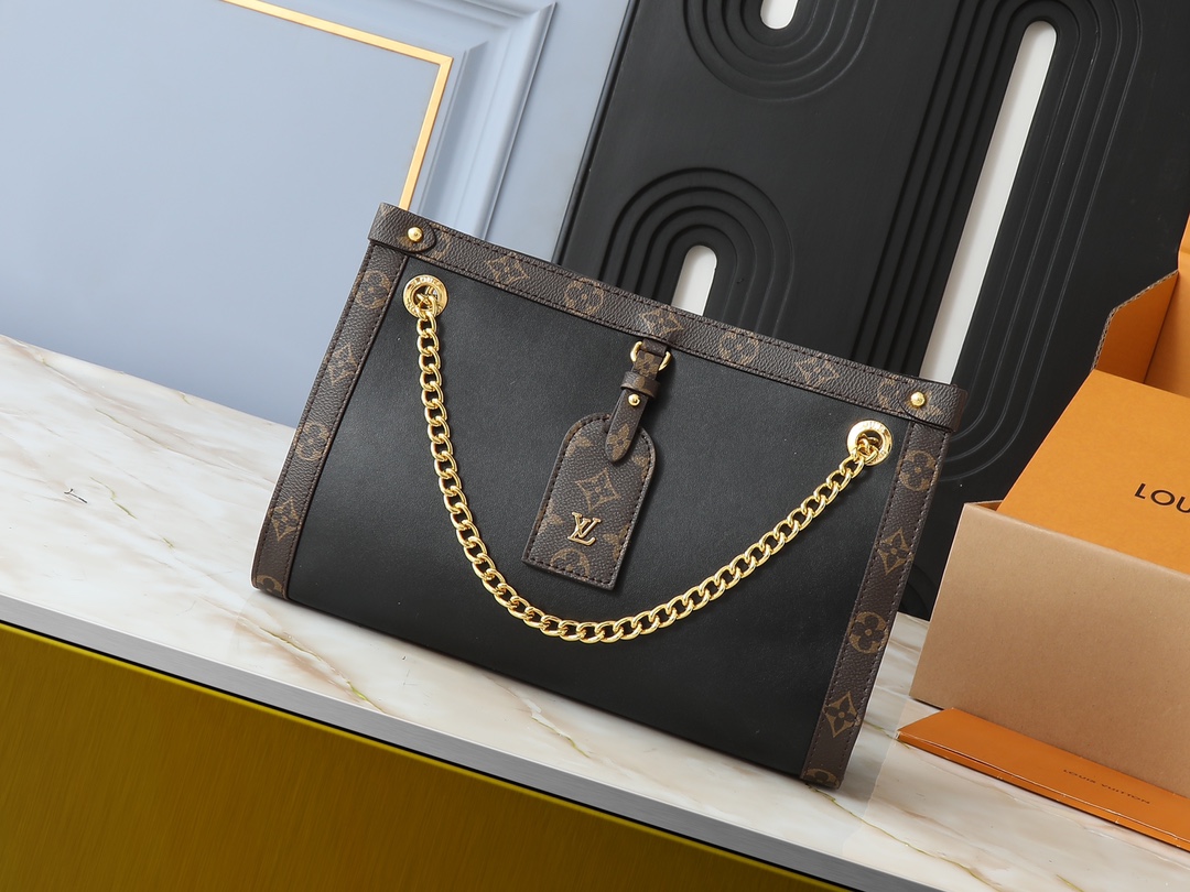LV Classic Clutch Bag Monogram Canvas Model M11920 Gold Hardware Street